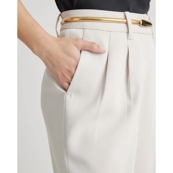 QUINCE Sand Stretch Crepe Pleated Wide Leg Pants NWT Size Large - Picture 6 of 11